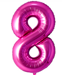 40" (inch) Fuchsia Rose, Number from 0 to 9, Foil Balloon
