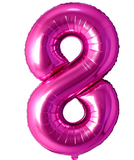 40" (inch) Fuchsia Rose, Number from 0 to 9, Foil Balloon