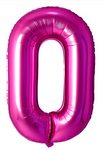40" (inch) Fuchsia Rose, Number from 0 to 9, Foil Balloon