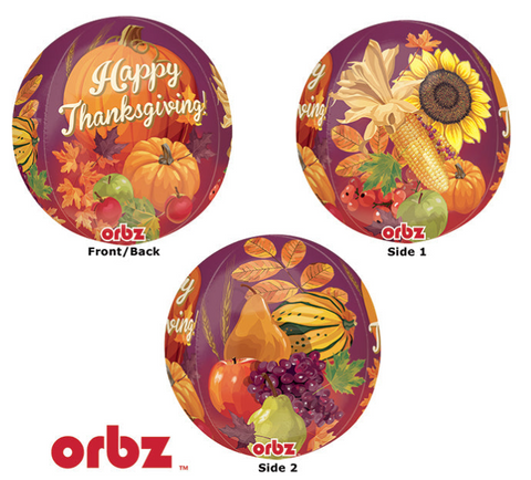 16" Happy Thanksgiving Harvest, Orbz - A. L. Party Balloons