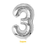 40" (inch) Silver Number from 0 to 9, Foil Balloon