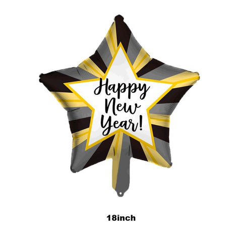 18" Happy New Year Star-Stiped-flat - A. L. Party Balloons