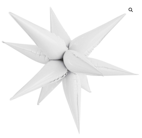 23.6"  White  Explosion Star balloons, Foil Balloon, 12 points