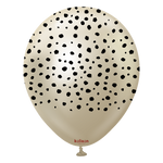 Kalisan 12" Safari Cheetah Printed Mirror White Gold (Black) Latex Balloon, 25 pieces