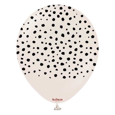 Kalisan 12" Safari Cheetah Printed White Sand (Black) Latex Balloon, 25 pieces