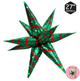 26" Christmas Green Explosion Star - A. L. Party Balloons