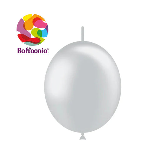 Balloonia 6" Balloon Decolink Metallic  Latex Silver 50CT