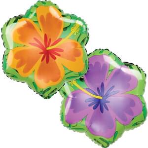18" Summer Orange & Purple Hibiscus Foil Balloon