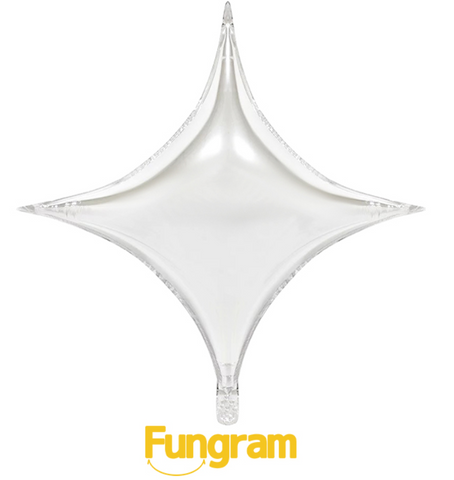 18" Silver Four-point Star Deco Foil Balloon, 1ct Flat Partygram