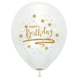 Kalisan Happy Birthday White/Transparent Gold Printed Latex Balloon, 25 pieces Kalisan