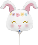 13" Airfill Only Hippie Bunny Mini Foil Balloon