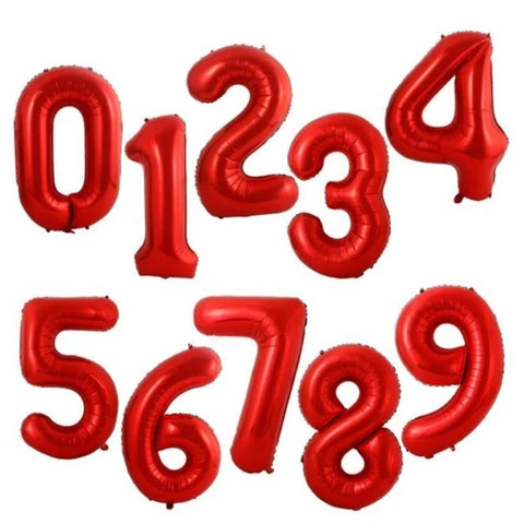 40" (inch) Red, Number from 0 to 9, Foil Balloon