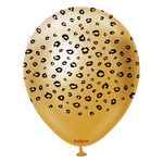 Kalisan 12" Safari Leopard Printed Mirror Gold (Black) Latex Balloon, 25 pieces