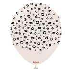 Kalisan 12" Safari Leopard Printed Retro White Sand (Black) Latex Balloon, 25 pieces