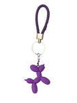 Leather Strap Balloon Dog Keychain