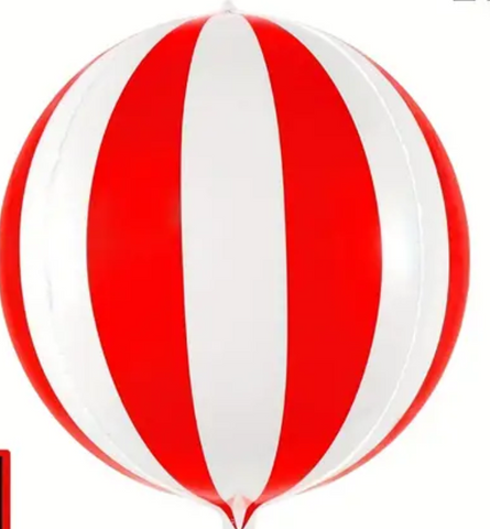 22" White and Red Carnival Balloons, Carnival Decor, Flat