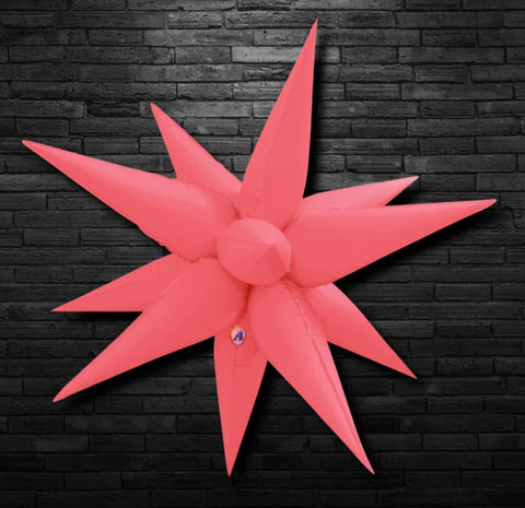 40"  Neon Red Big  Explosion Star balloons, Foil Balloon, 12 points