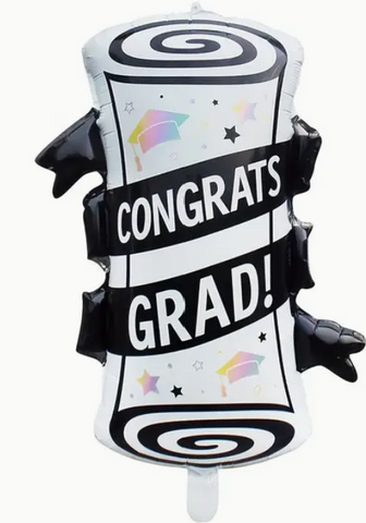 28" Graduation Diploma Foil Balloons-Flat