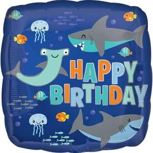 18" HAPPY BIRTHDAY SHARKS - A. L. Party Balloons