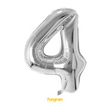 40" (inch) Silver Number from 0 to 9, Foil Balloon