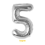 40" (inch) Silver Number from 0 to 9, Foil Balloon
