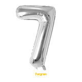 40" (inch) Silver Number from 0 to 9, Foil Balloon