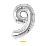 40" (inch) Silver Number from 0 to 9, Foil Balloon