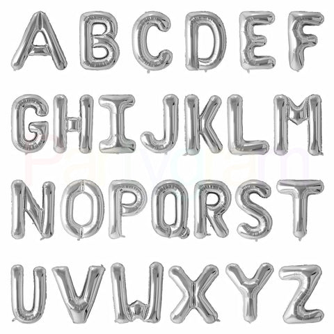 40in Foil Letter Balloons Silver, from A to Z Single Pack