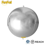 15inch Silver Round Shape 4D, ORBZ Foil Balloons, Flat