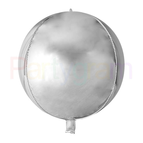 18inch Silver Round Shape 4D, ORBZ Foil Balloons, Flat