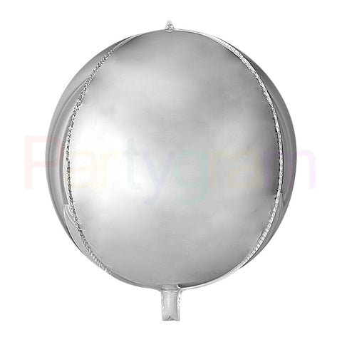 22inch Silver Round Shape 4D, ORBZ Foil Balloons, Flat