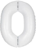 34" (inch) White Number from 0 to 9, Foil Balloon