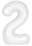 34" (inch) White Number from 0 to 9, Foil Balloon