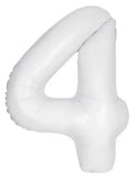 34" (inch) White Number from 0 to 9, Foil Balloon