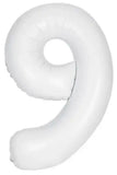 34" (inch) White Number from 0 to 9, Foil Balloon