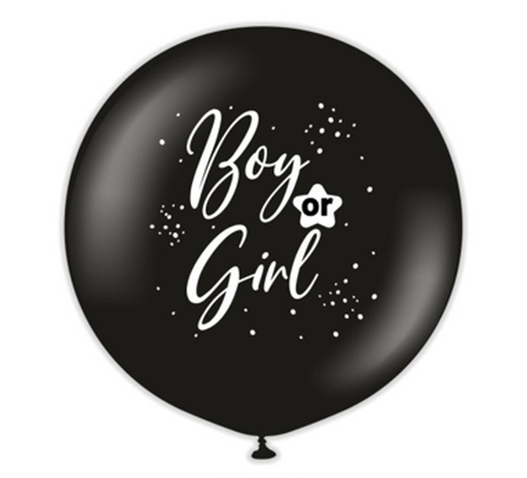 Kalisan 36" Boy or Girl Black Printed white Latex Balloon, 1 piece