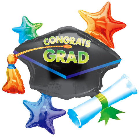 31" Congrats Grad Cluster Foil Balloon, Flat