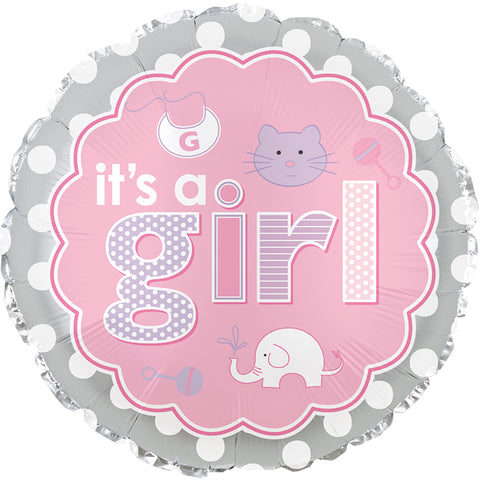 17" It's A Girl Baby Icons Balloon