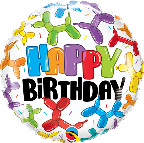 18" Happy Birthday Balloon Dogs Foil Balloon Qualatex