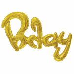 36" SC Gold Bday Script Shape - Single Pack