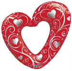 42" Hearts and Filigree Red Balloon 