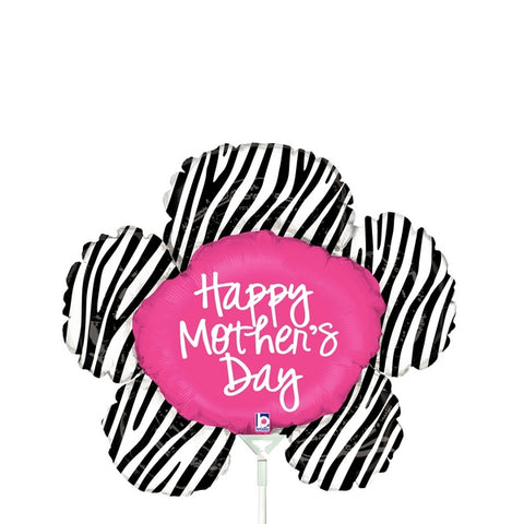 14" Airfill Only Shape Balloon Mother's Day Zebra Flower