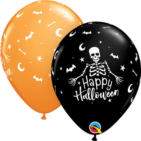 11" Halloween Skeleton Latex balloon, 10ct