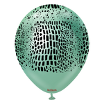 Kalisan 12" Safari Crocodile Printed Mirror Green  Latex Balloon, 25 pieces