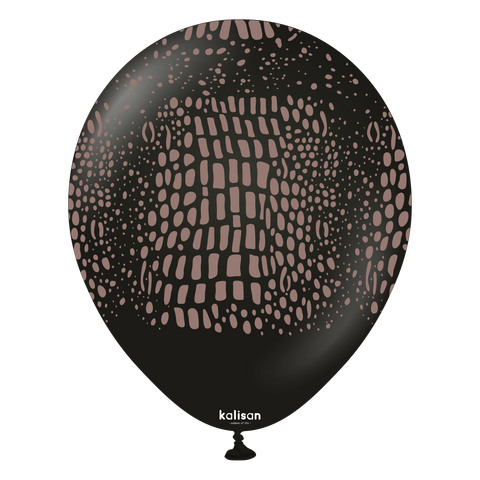 Kalisan 12" Safari Crocodile Printed Standard Black (Dark_Brown) Latex Balloon, 25 pieces