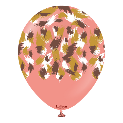 Kalisan 12" Savanna Printed Standard Coral  Latex Balloon, 25 pieces