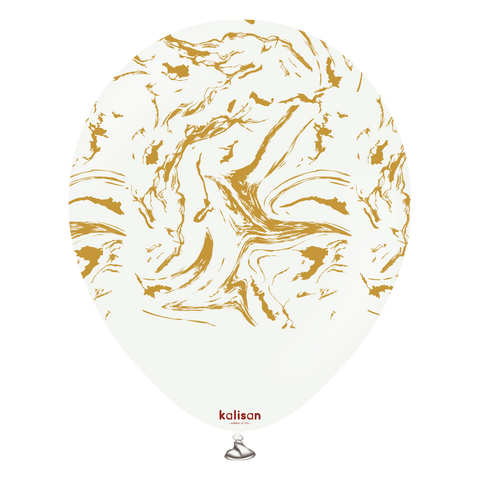 Kalisan 12" Nebula Printed Latex Balloons - White (Gold) 25 pieces