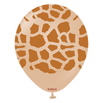 Kalisan 12" Safari Giraffe Printed Dessert Sand (Caramel) Latex Balloon, 25 pieces