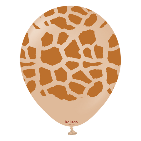 Kalisan 12" Safari Giraffe Printed Dessert Sand (Caramel) Latex Balloon, 25 pieces