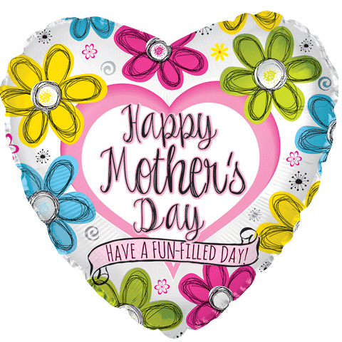 17" Happy Mother's Day Ink Flowers Heart